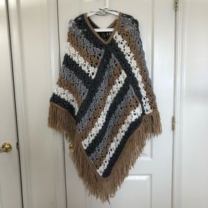 New Massimo Dutti Multicoloured Crochet Poncho